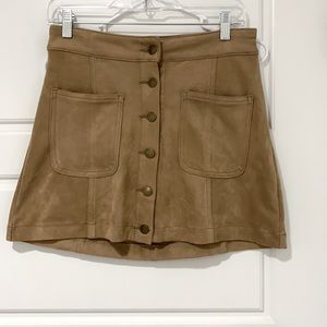 altard state tan suede button up skirt